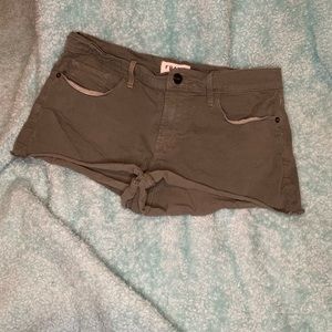 Olive Green Low Rise Shorts